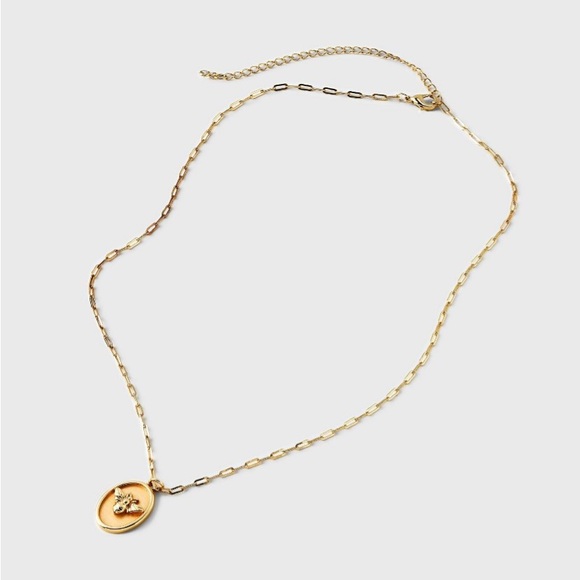 Beloved + Inspired 14K Gold Dipped Poppy Bee Dahlia Tag Pendant Necklace - Gold - Picture 6 of 16